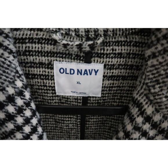 Old Navy 809503-001 Women's Sz XL Black Plaid Belted Overcoat - Picture 3 of 13